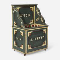 A painted Folk carpentry pine wood box "A. Thorp," dated "1914," New York State