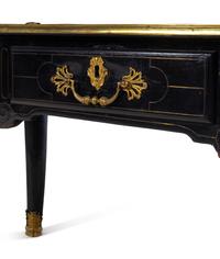 A Louis XV Gilt Bronze Mounted Brass Inlaid Ebonized Bureau Plat