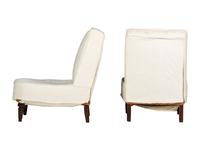 A Pair of Victorian Walnut Slipper Chairs