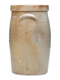 An L. K. Force Four-Gallon Cobalt Decorated Stoneware Crock