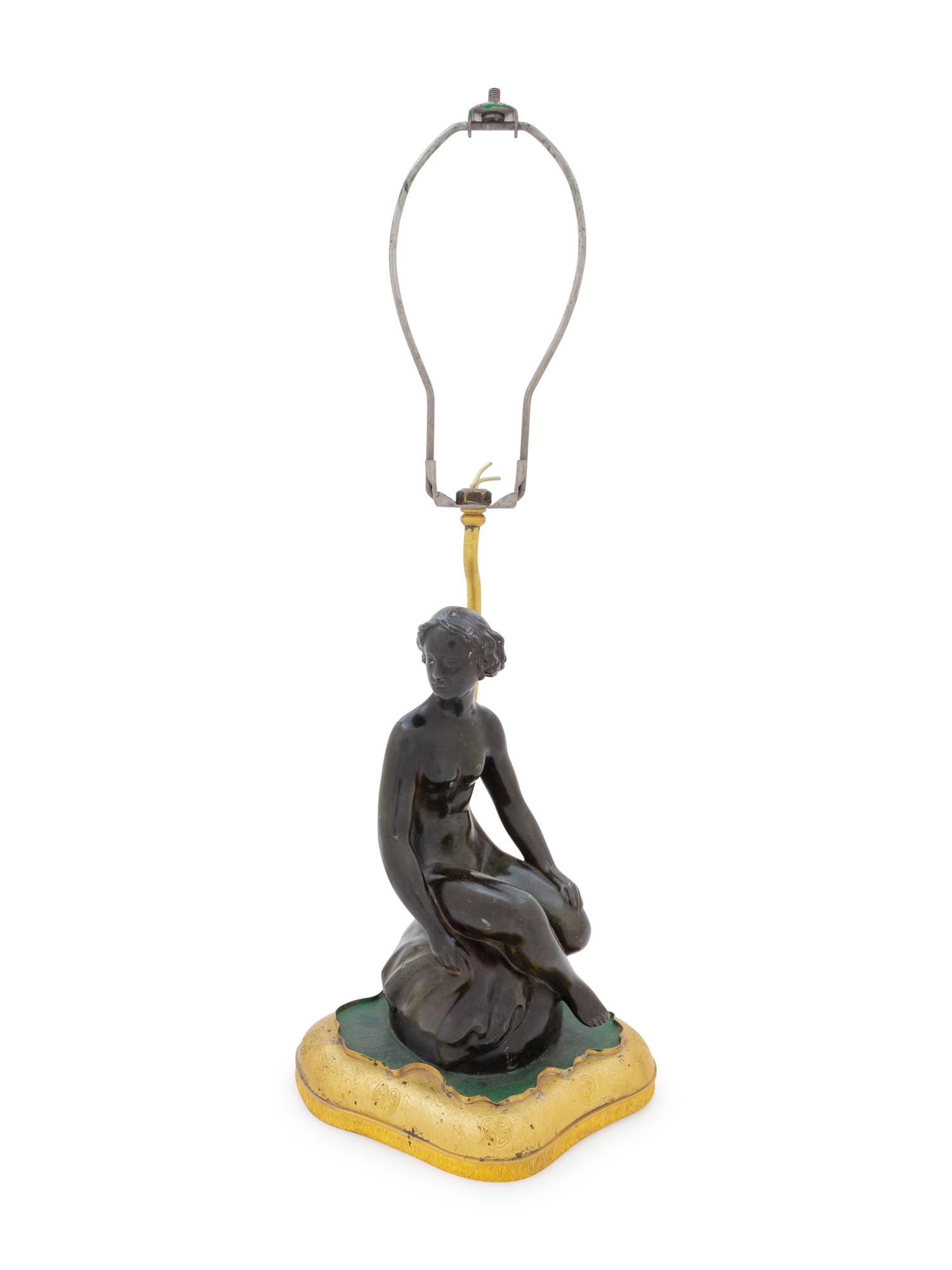 A Danish Bronze Figure Mounted as a Lamp