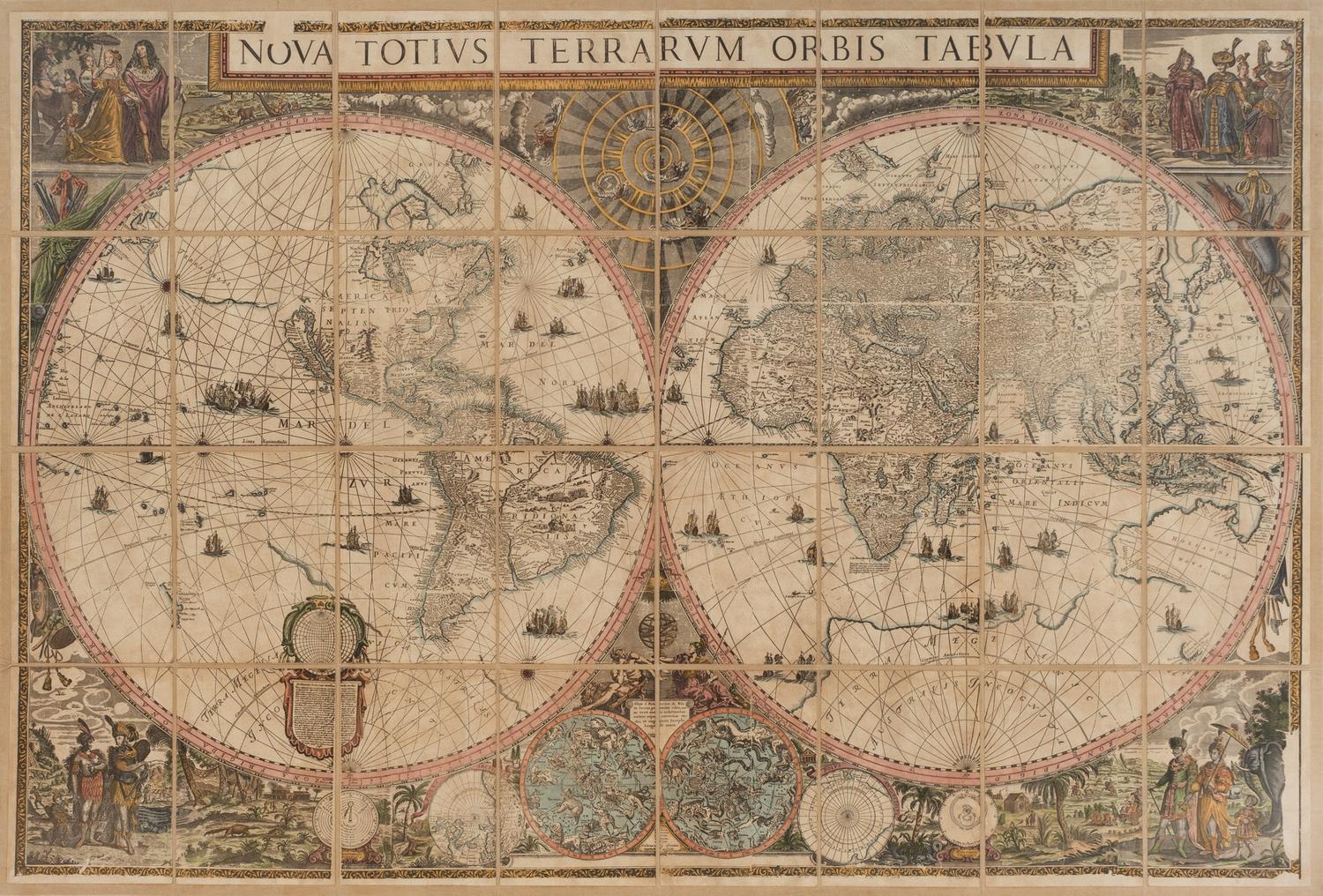 A Large Nova Totius Terrarum Orbis Tabula Map on Linen