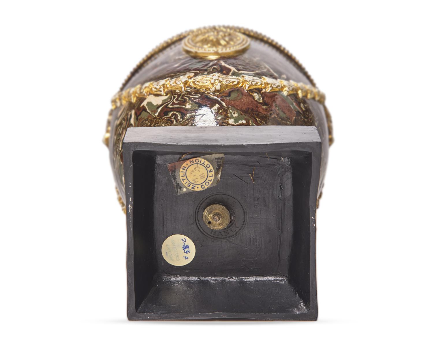 A James Neale Parcel Gilt Agateware Lidded Urn