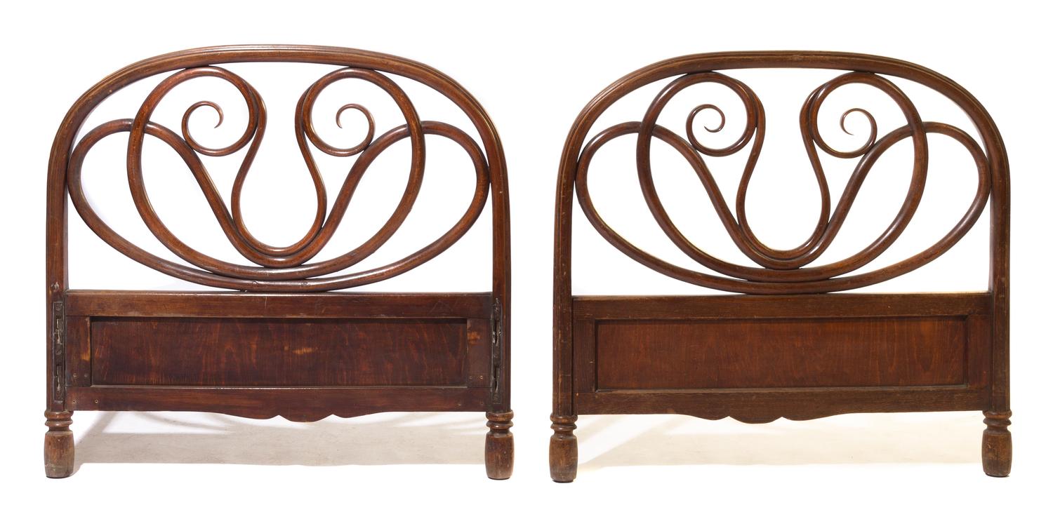 An Art Nouveau Bentwood Bed Width 37 inches.