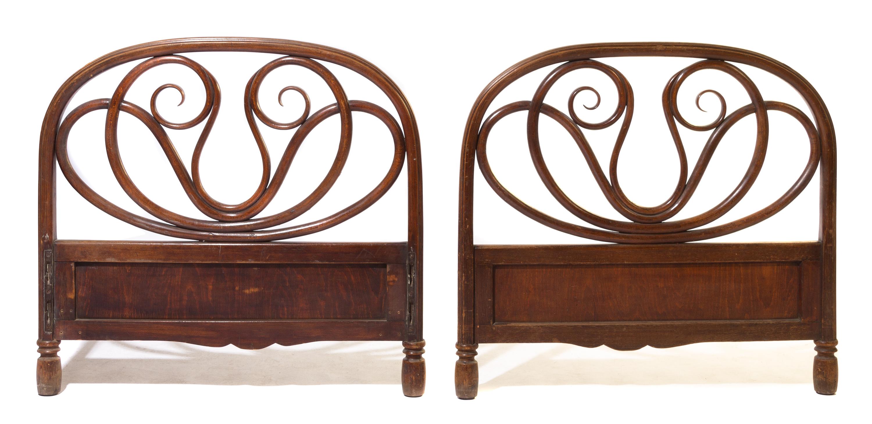 An Art Nouveau Bentwood Bed Width 37 inches.