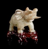Three Chinese Jade Figures of Elephants