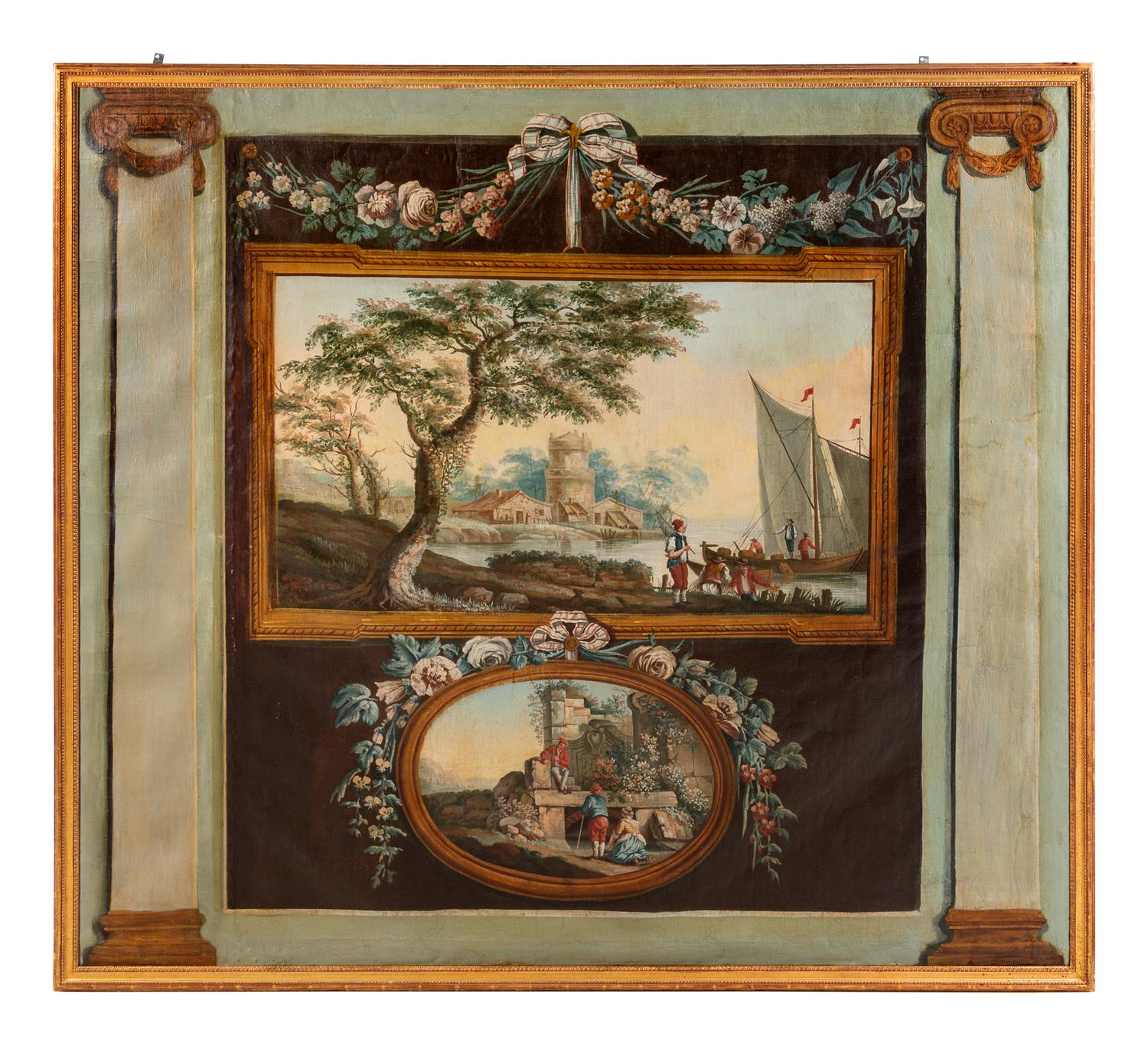 Ten French Painted Canvas Panels of Various Ports of France