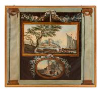 Ten French Painted Canvas Panels of Various Ports of France
