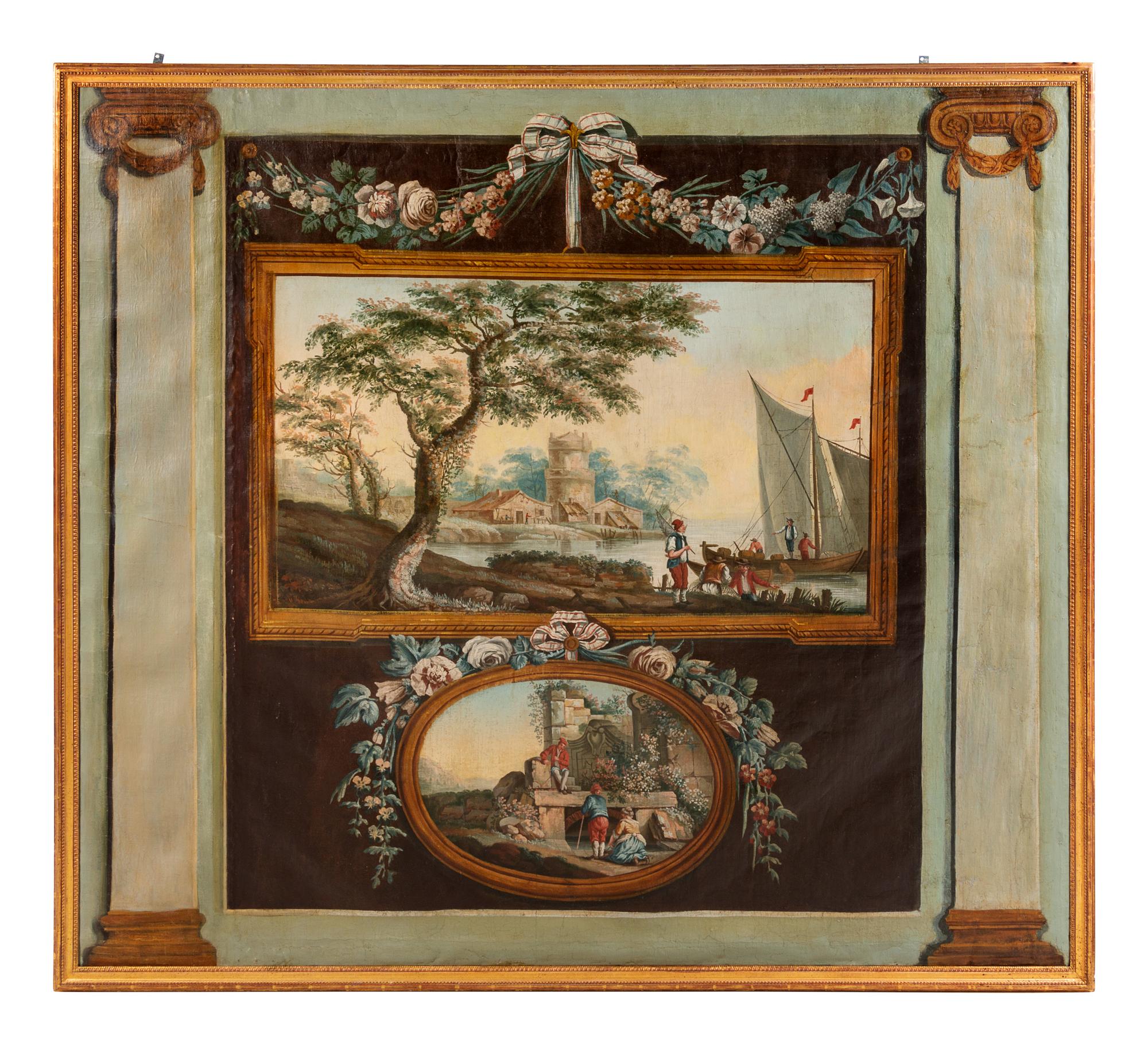 Ten French Painted Canvas Panels of Various Ports of France