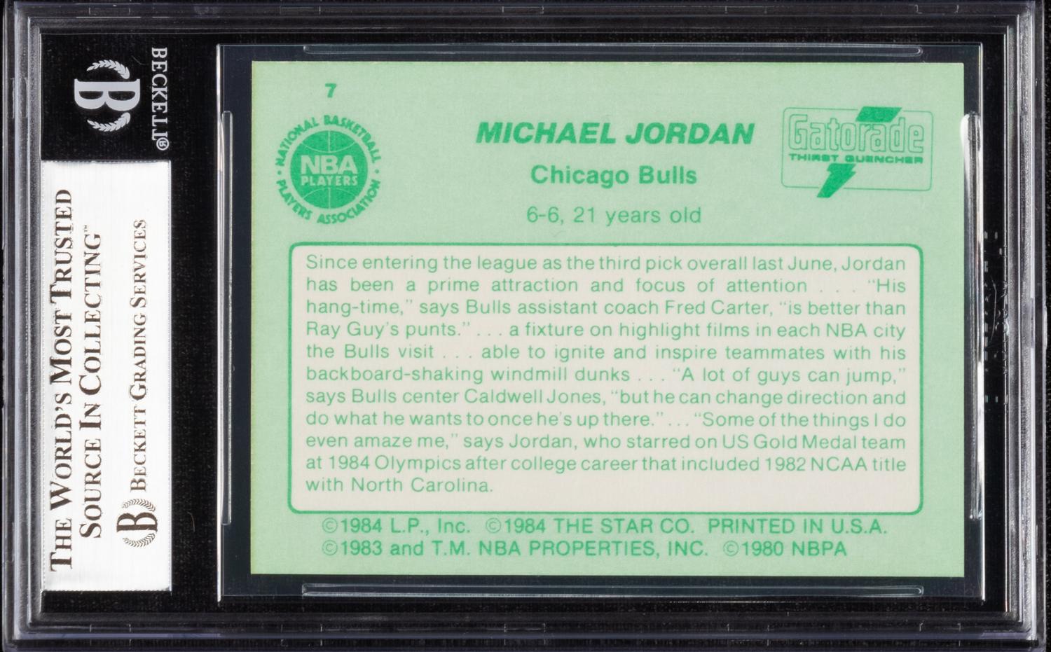 A 1985 Star Gatorade Michael Jordan Basketball Card No. 1 (BGS 9 MINT)