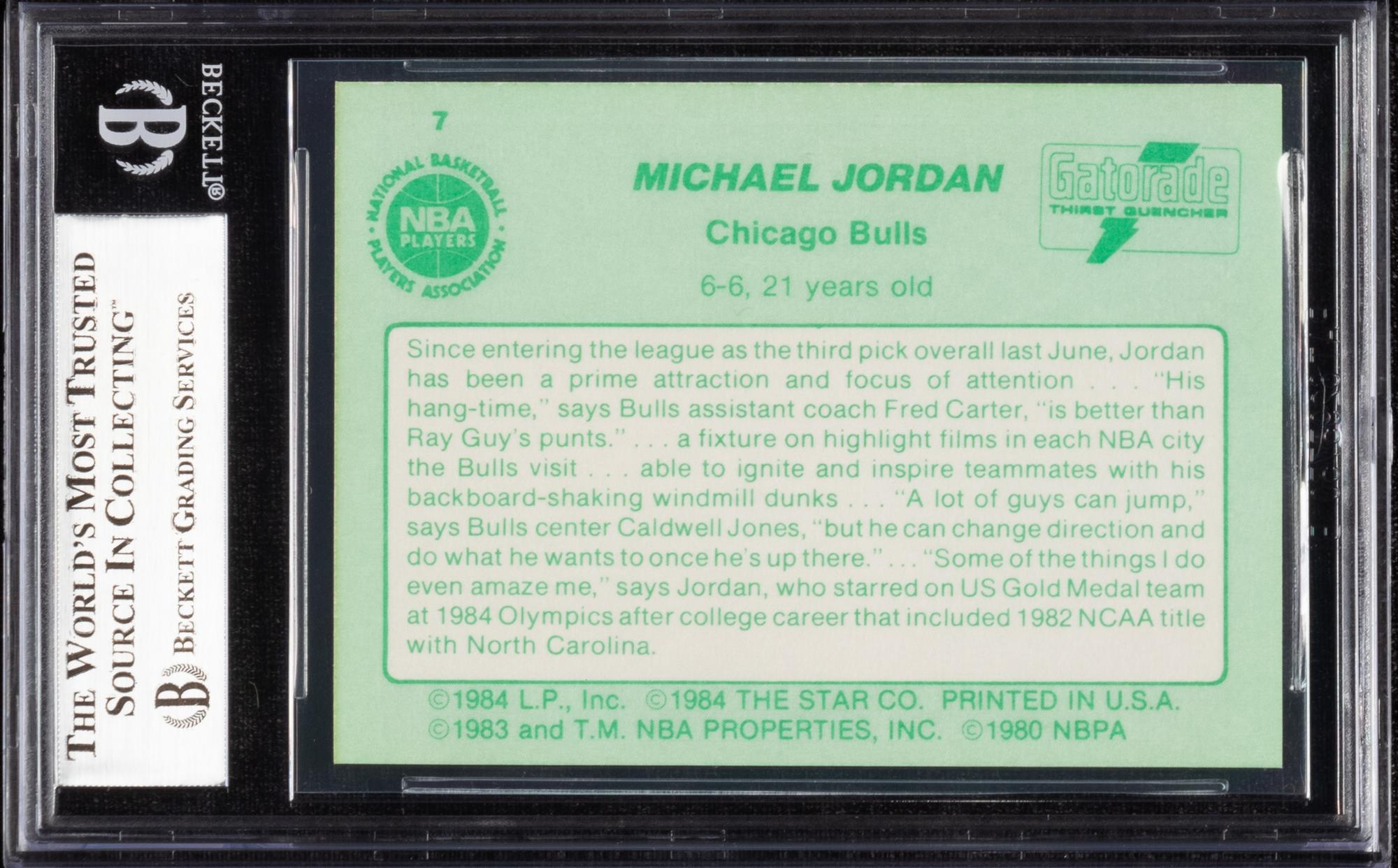 A 1985 Star Gatorade Michael Jordan Basketball Card No. 1 (BGS 9 MINT)