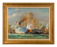Freighter in Dock, New York