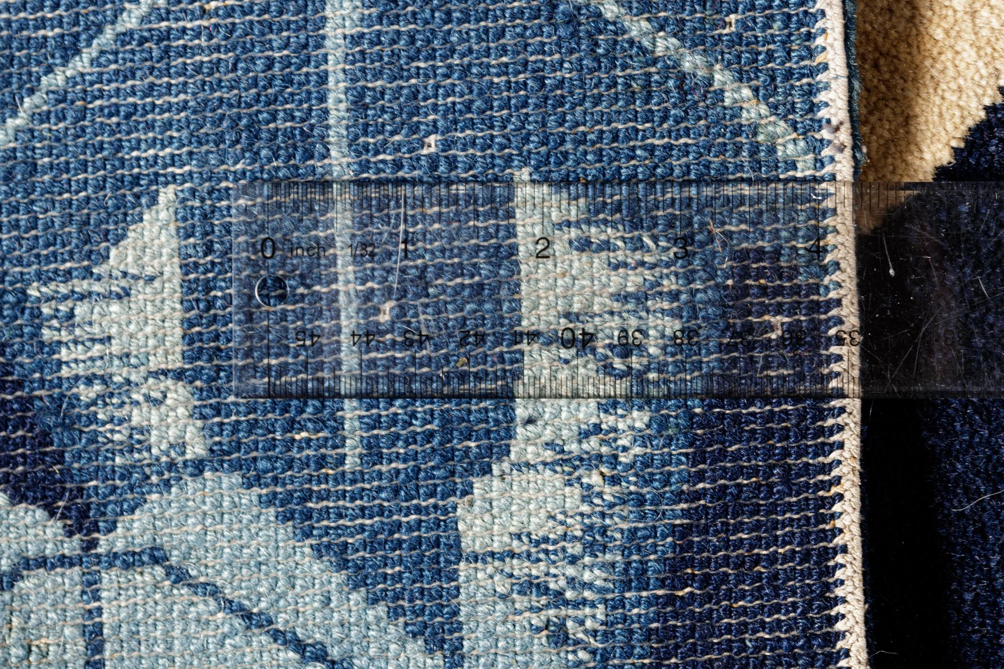 Two Chinese Blue Ground Pile Rugs