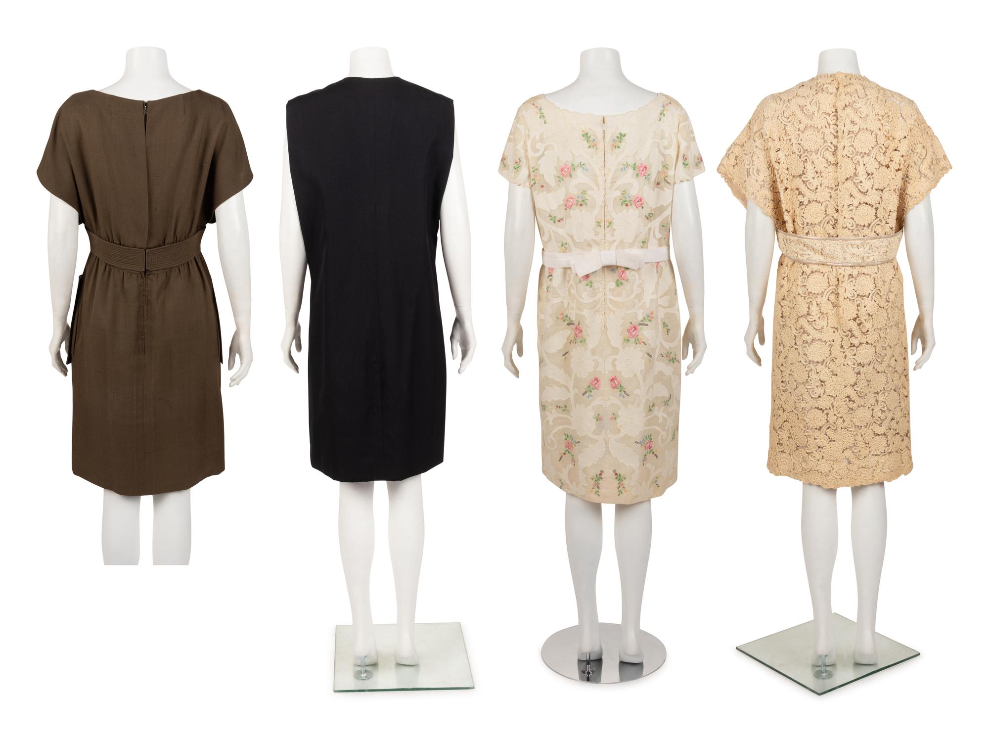 Four Designer Dresses: Three Galanos, One Samuel Winston, 1960's