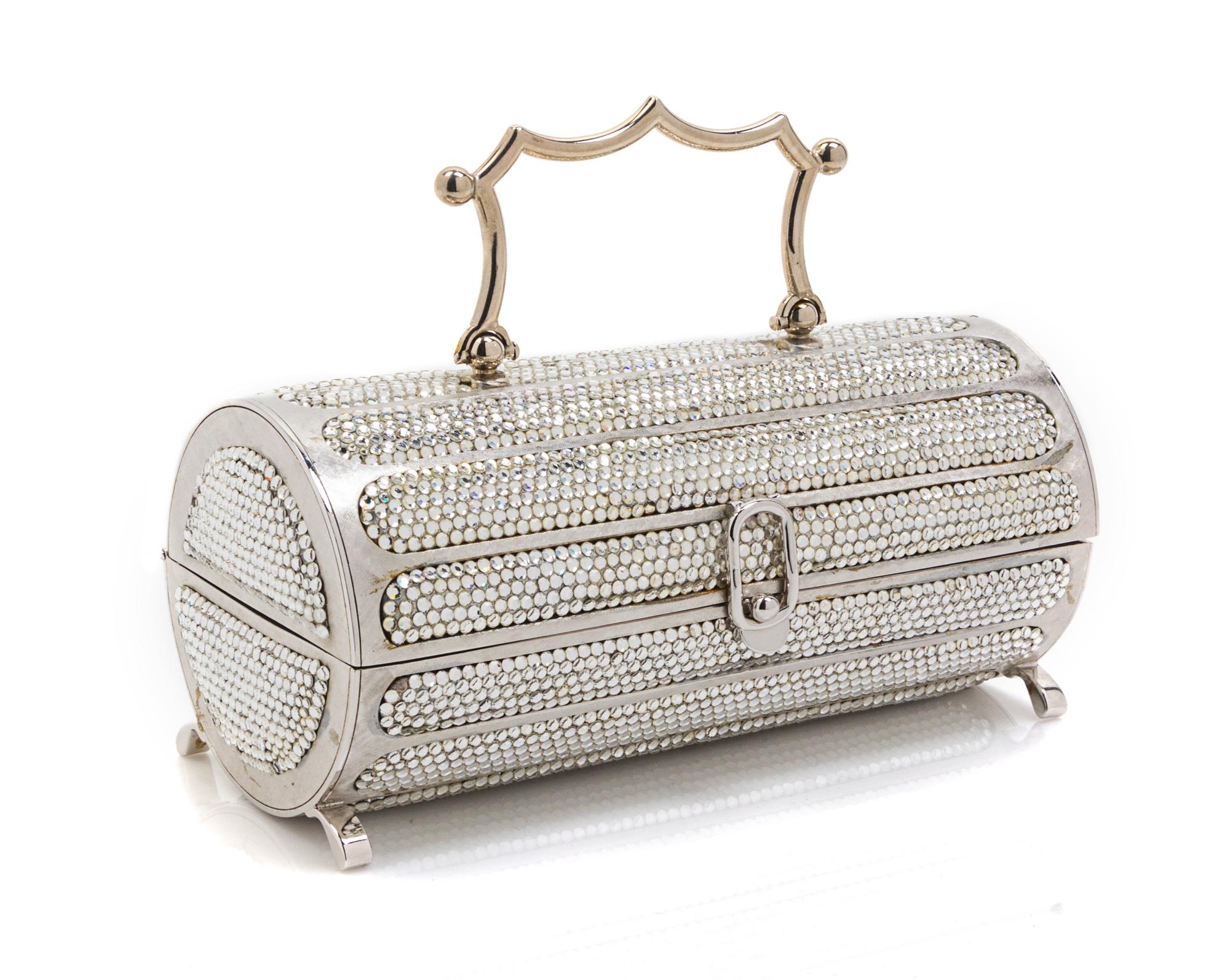 A Vintage Judith Leiber Swarovski Crystal Minaudiere, 6 3/4 x 2 3/4 x 2 3/4 inches.