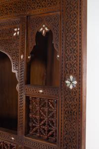 A Pair of Syrian Mother-of-Pearl Inlaid Walnut Corner Cabinets