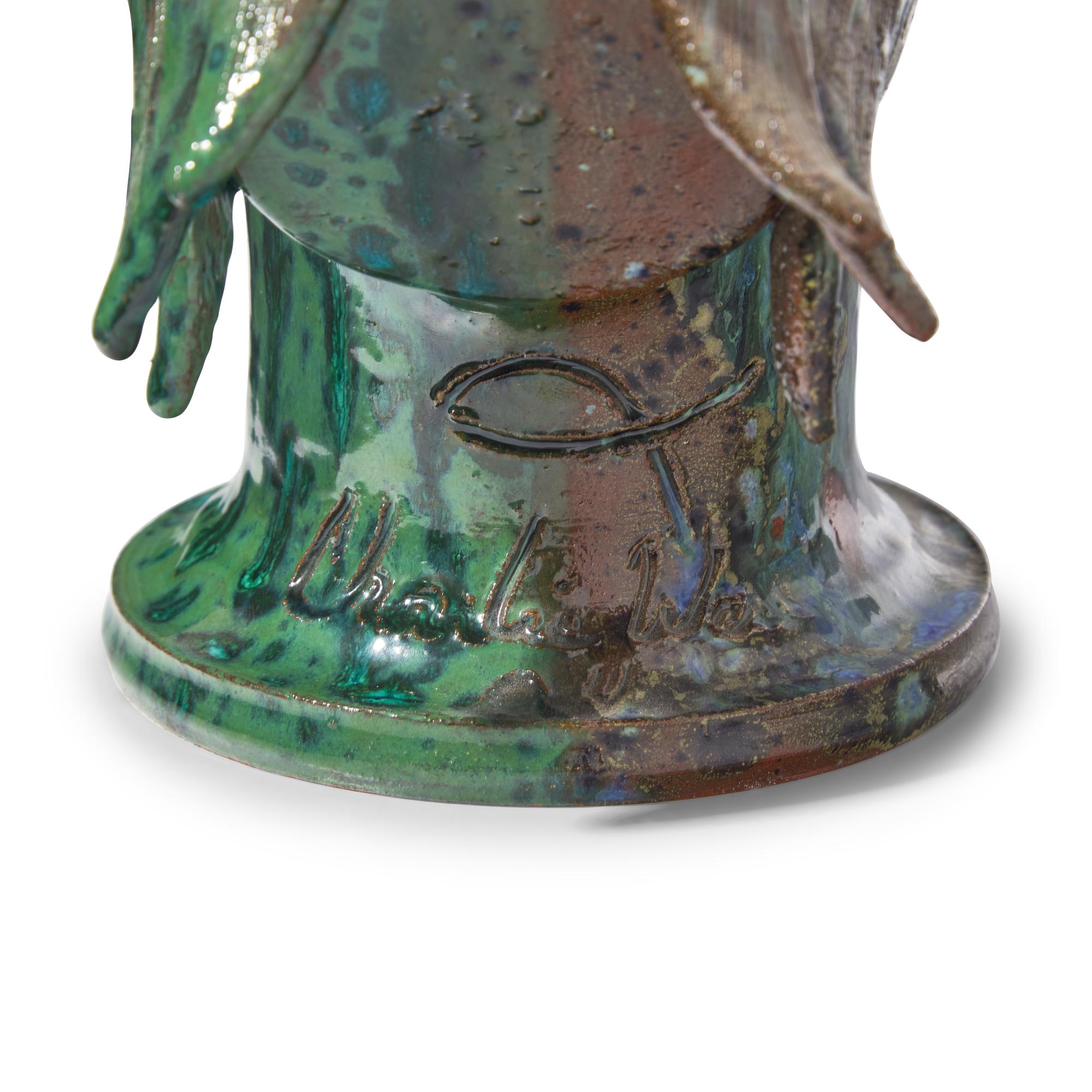 Charlie West, A Glazed Stoneware Work: Two Headed Rooster