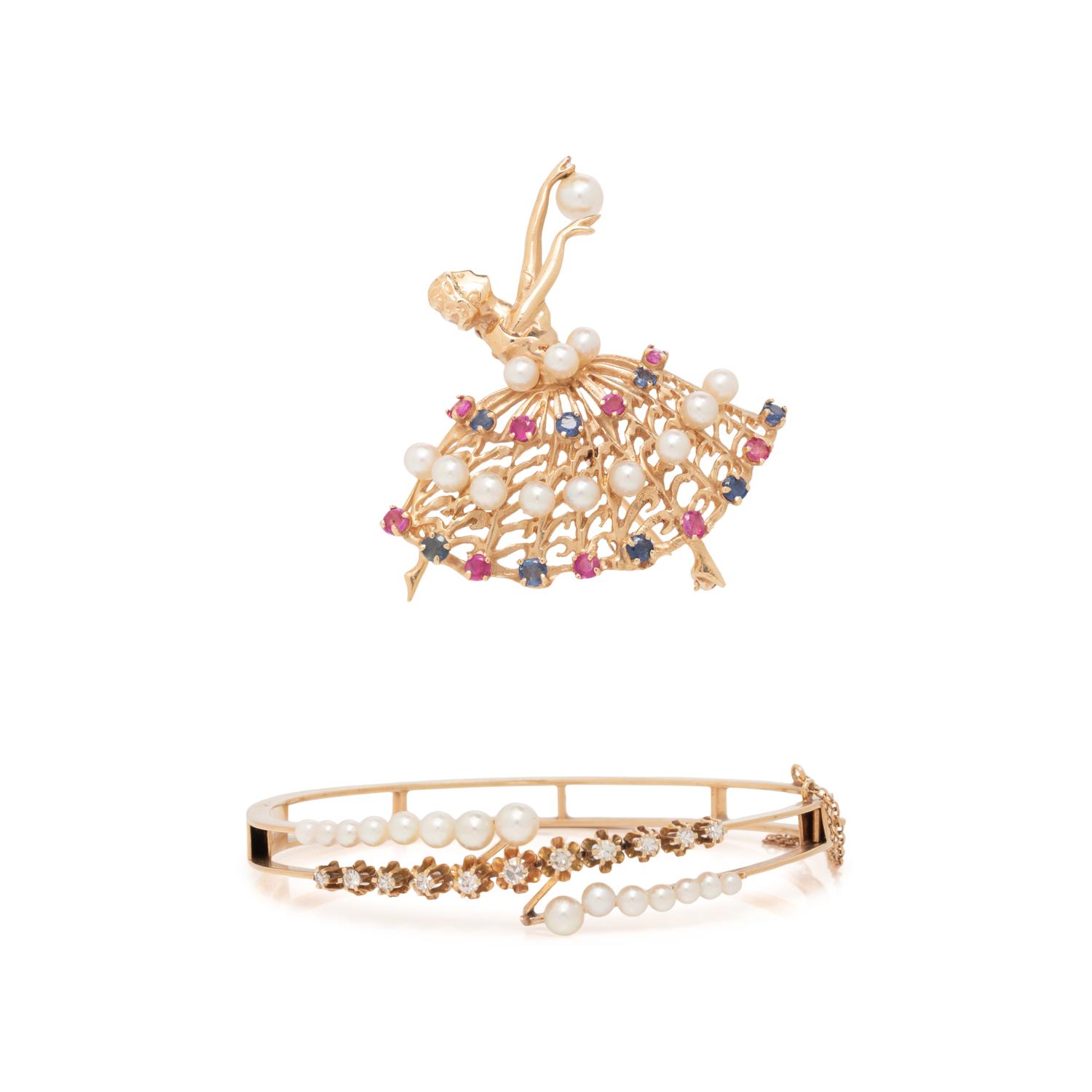COLLECTION OF YELLOW GOLD AND MULTIGEM JEWELRY