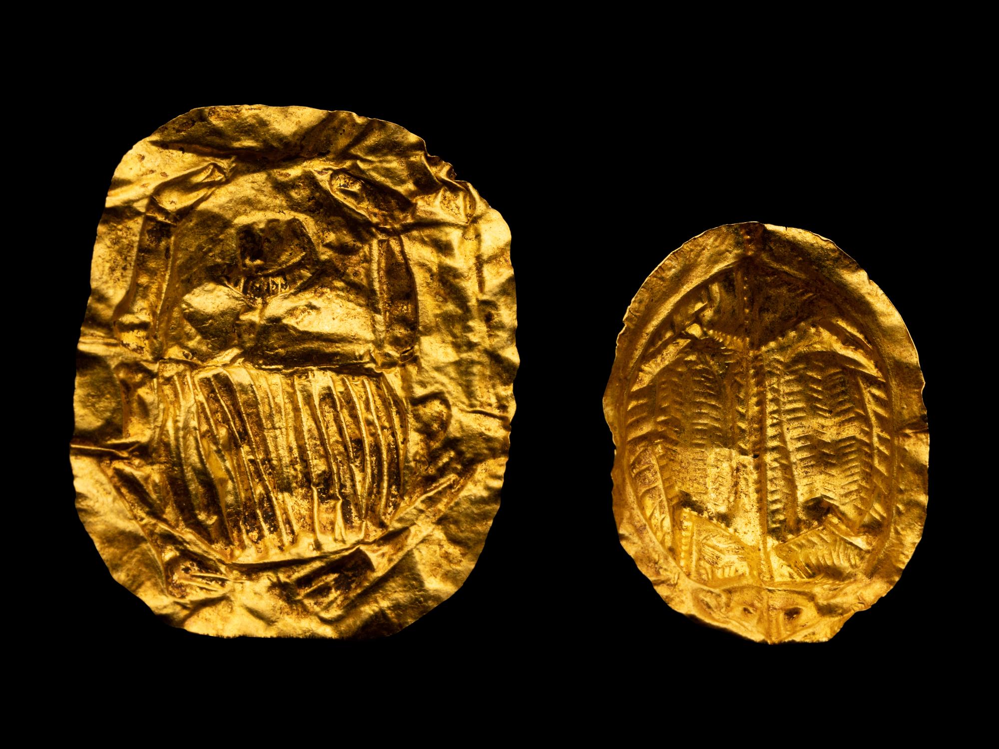 Two Egyptian Gold Scarabs