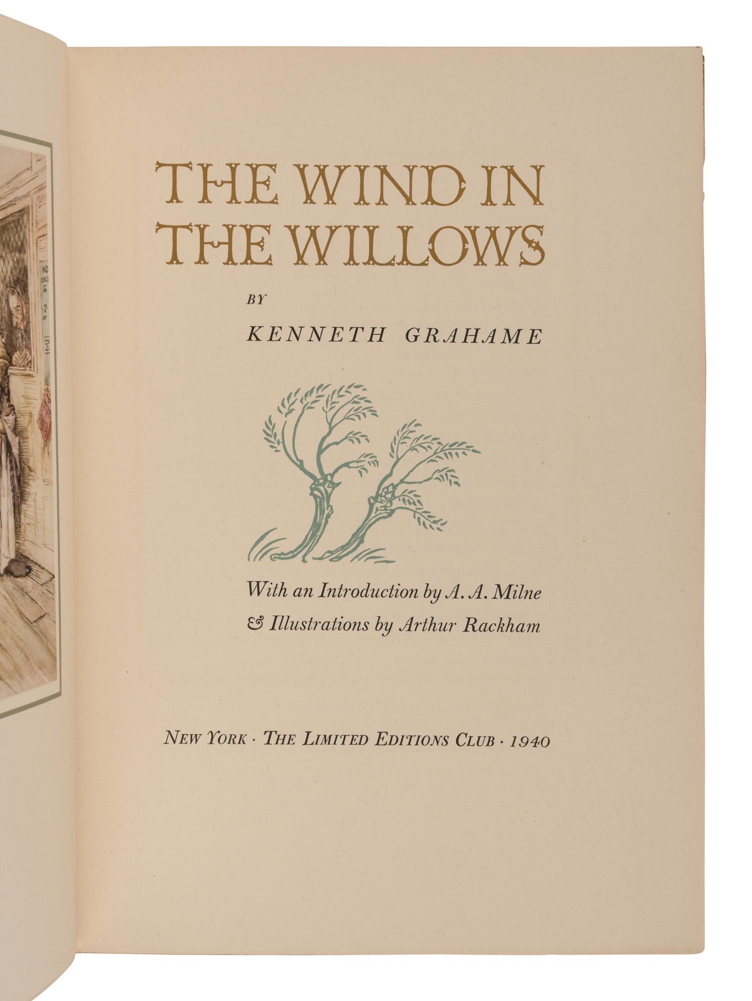 [RACKHAM, Arthur (1867-1939), illustrator]. GRAHAME, Kenneth (1859-1932). The Wind in the Willows. New York: The Limited Editions Club, 1940.