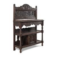 An Elizabethan Style Carved Oak Three-Tier Server
