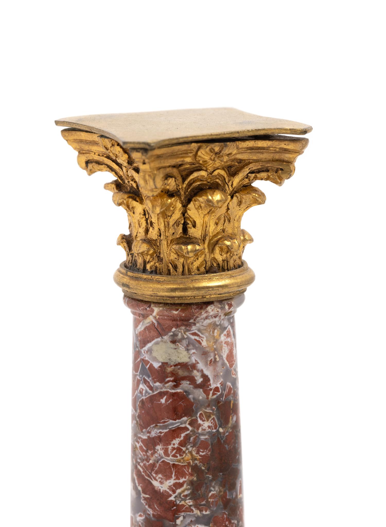 A Grand Tour Gilt Bronze and Marble Column