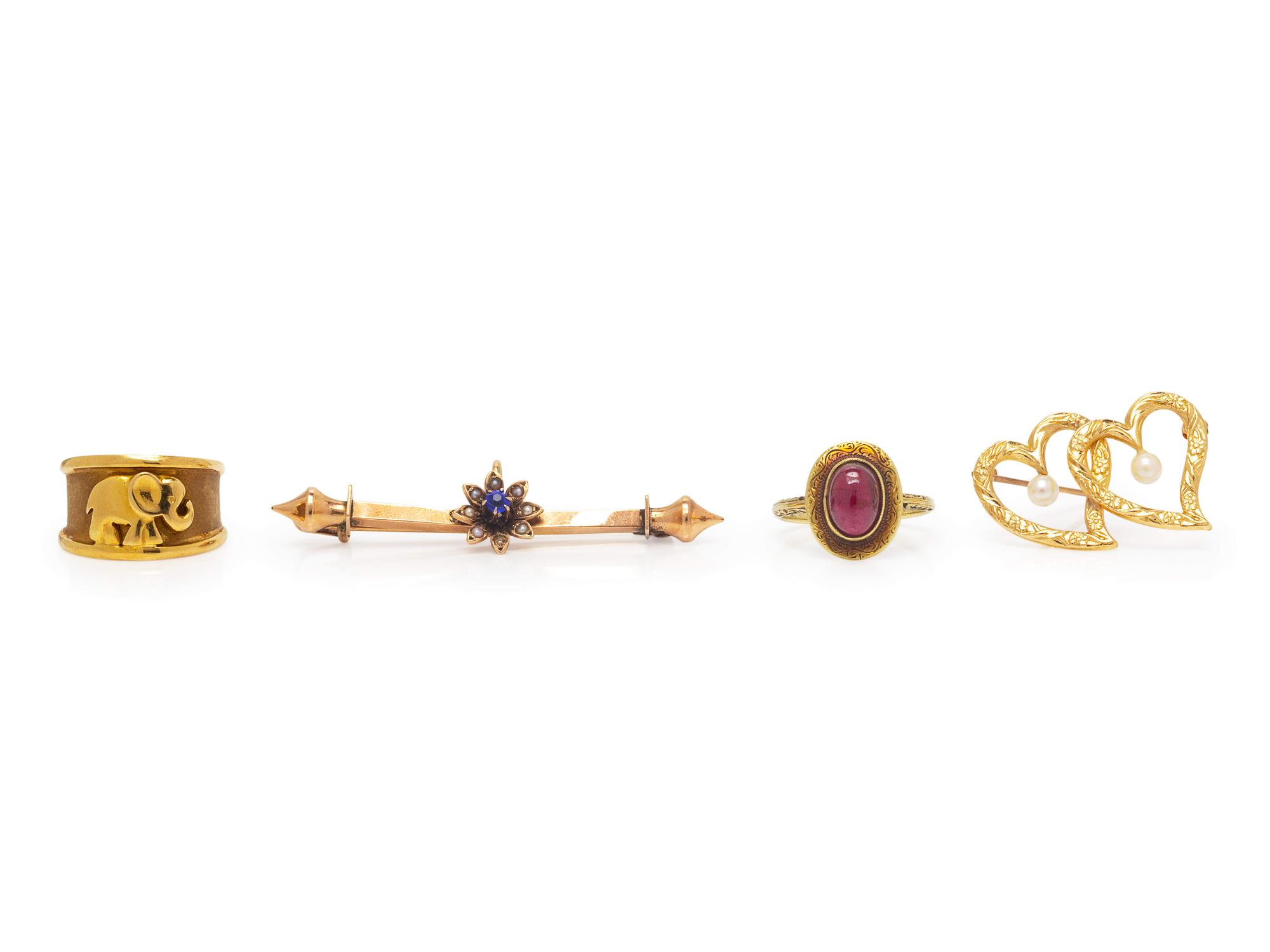 A Collection of Yellow Gold Jewelry,