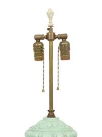 A Green-Painted Ceramic Finial Mounted as a Lamp