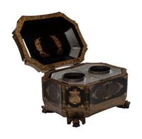 A Chinese Export Lacquer Tea Caddy