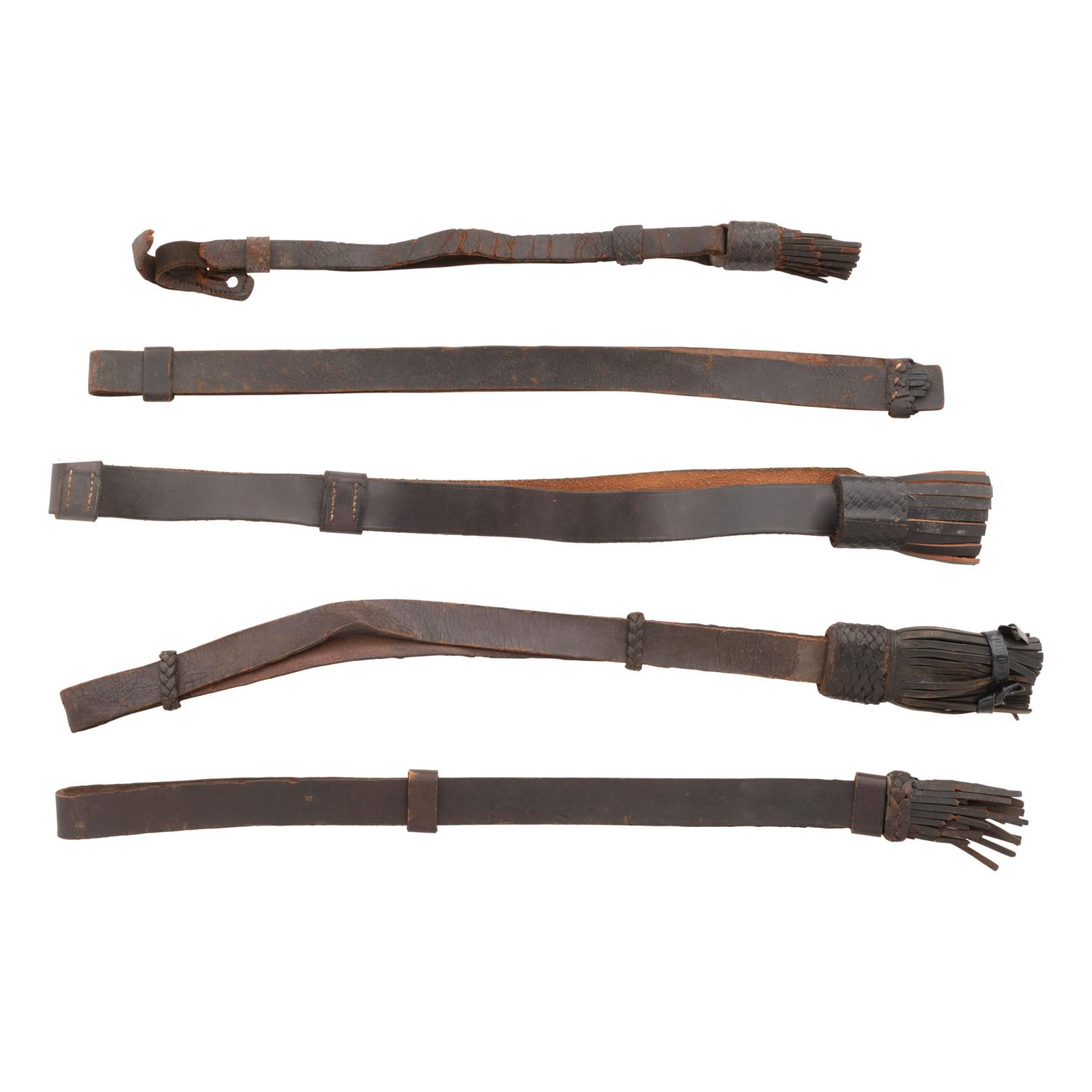 Group of 5 Leather Sword Knots - Mostly Civil War Era