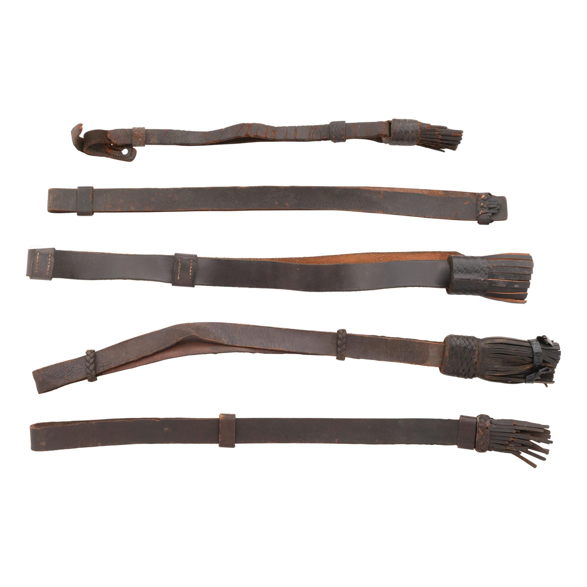 Group of 5 Leather Sword Knots - Mostly Civil War Era
