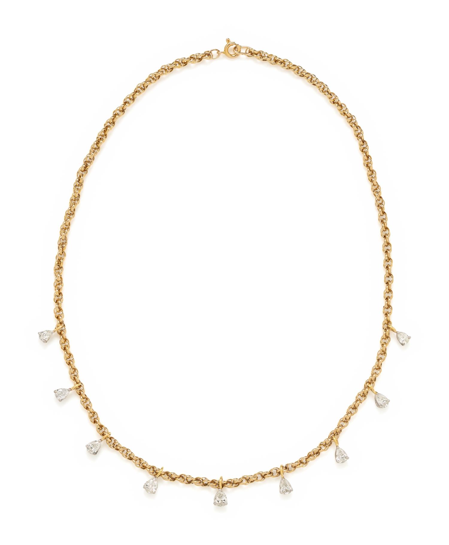 YELLOW GOLD AND DIAMOND FRINGE NECKLACE