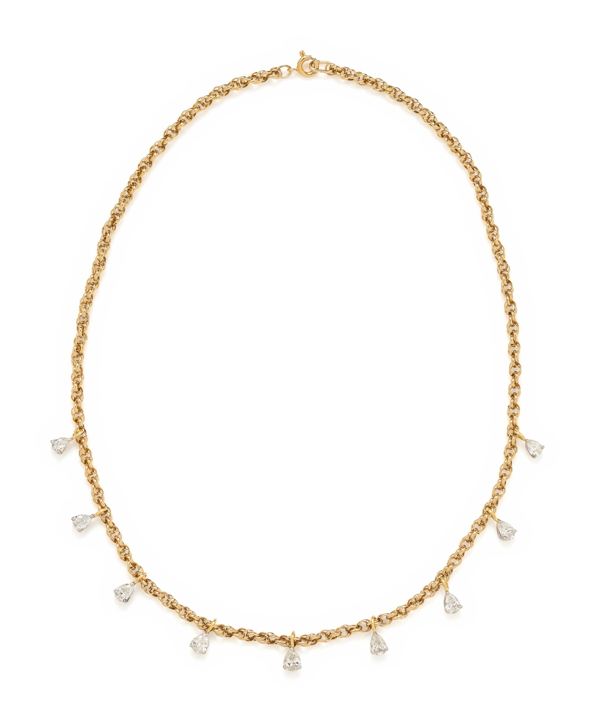 YELLOW GOLD AND DIAMOND FRINGE NECKLACE