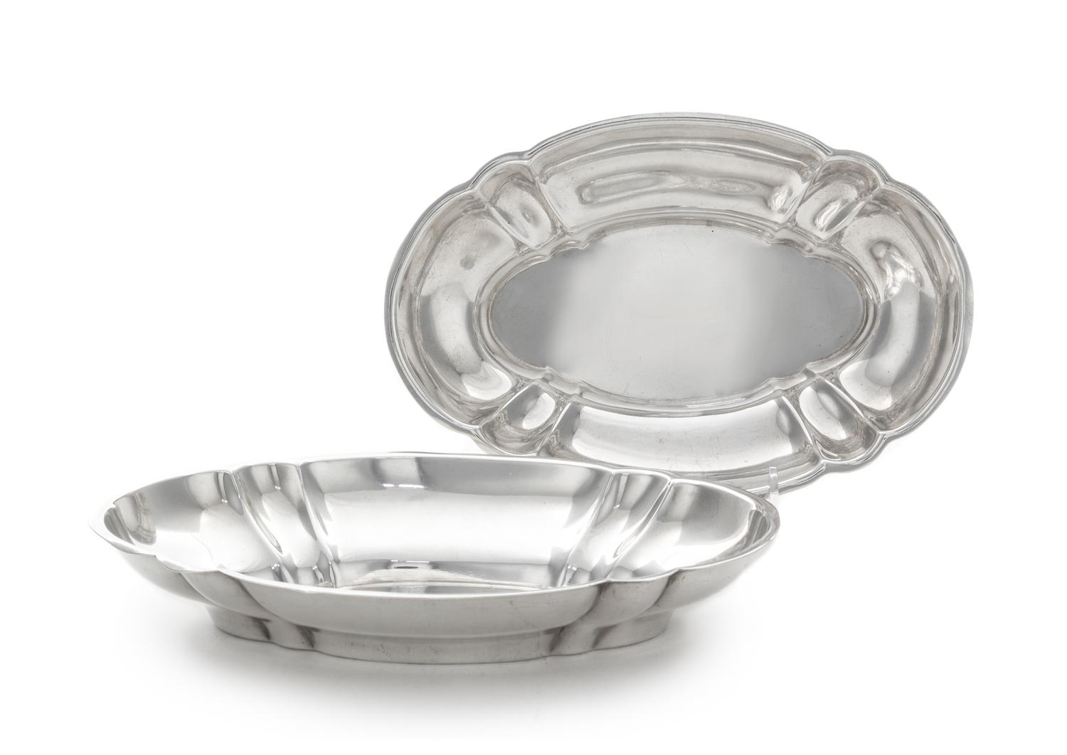 A Pair of American Silver Vegetable Dishes, George Gebelein, Boston, MA, 1930, each of shaped oval form with lobed sides.