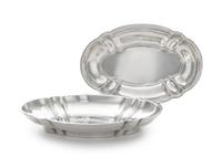 A Pair of American Silver Vegetable Dishes, George Gebelein, Boston, MA, 1930, each of shaped oval form with lobed sides.