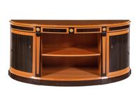 A Custom Gilt Bronze Mounted Part-Ebonized Satinwood Demilune Cabinet