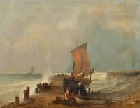 William Chambers (British, 19th Century) — Fisherwomen Chatting by the Seaside