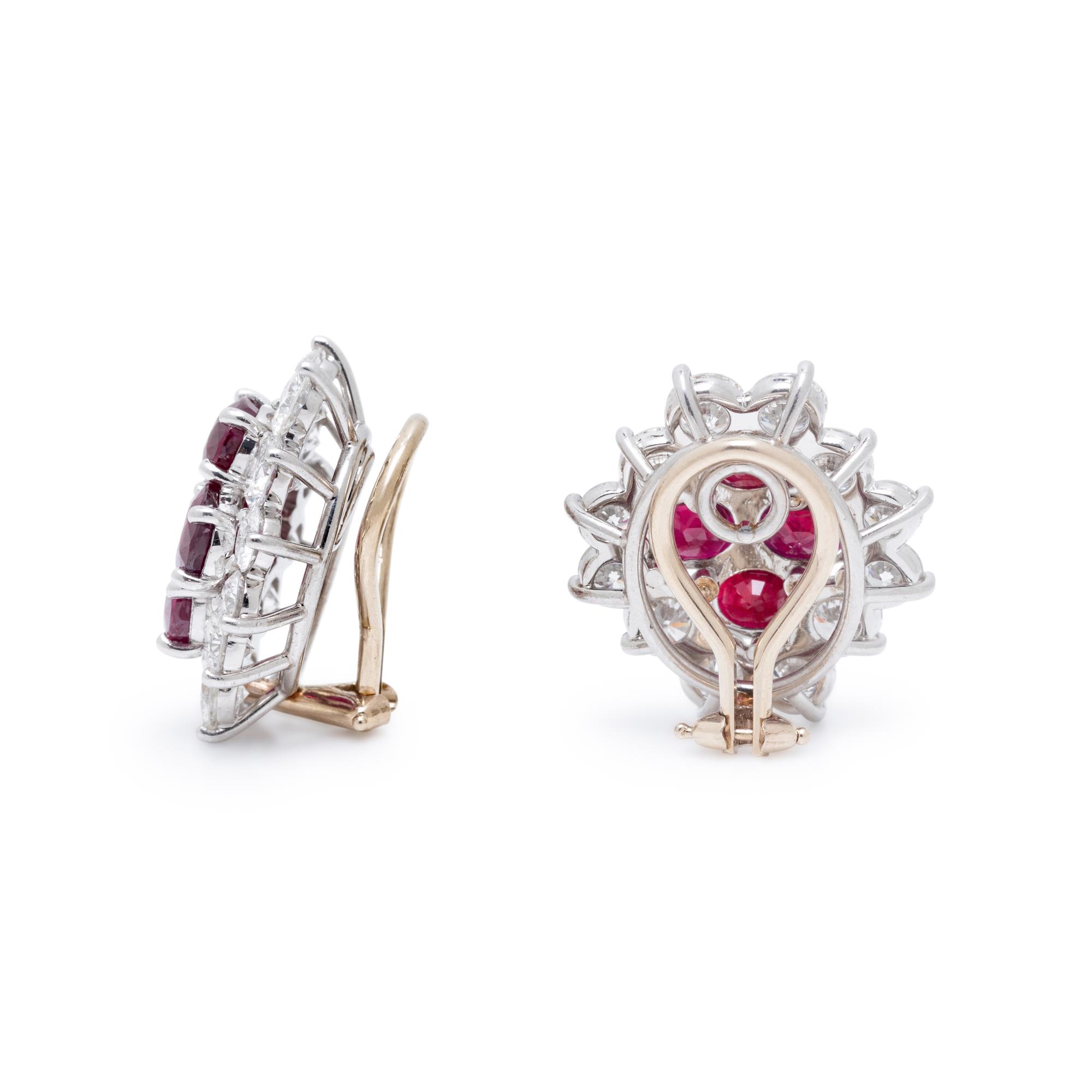 BURMESE RUBY AND DIAMOND EARRINGS