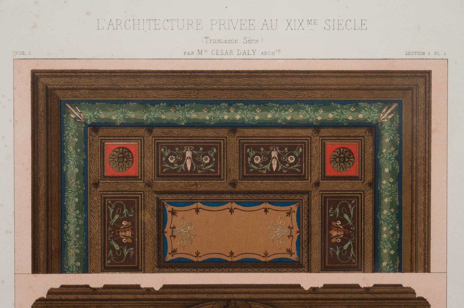 A Framed Set of French Architectural Engravings by César Daly (French, 1811-1894)