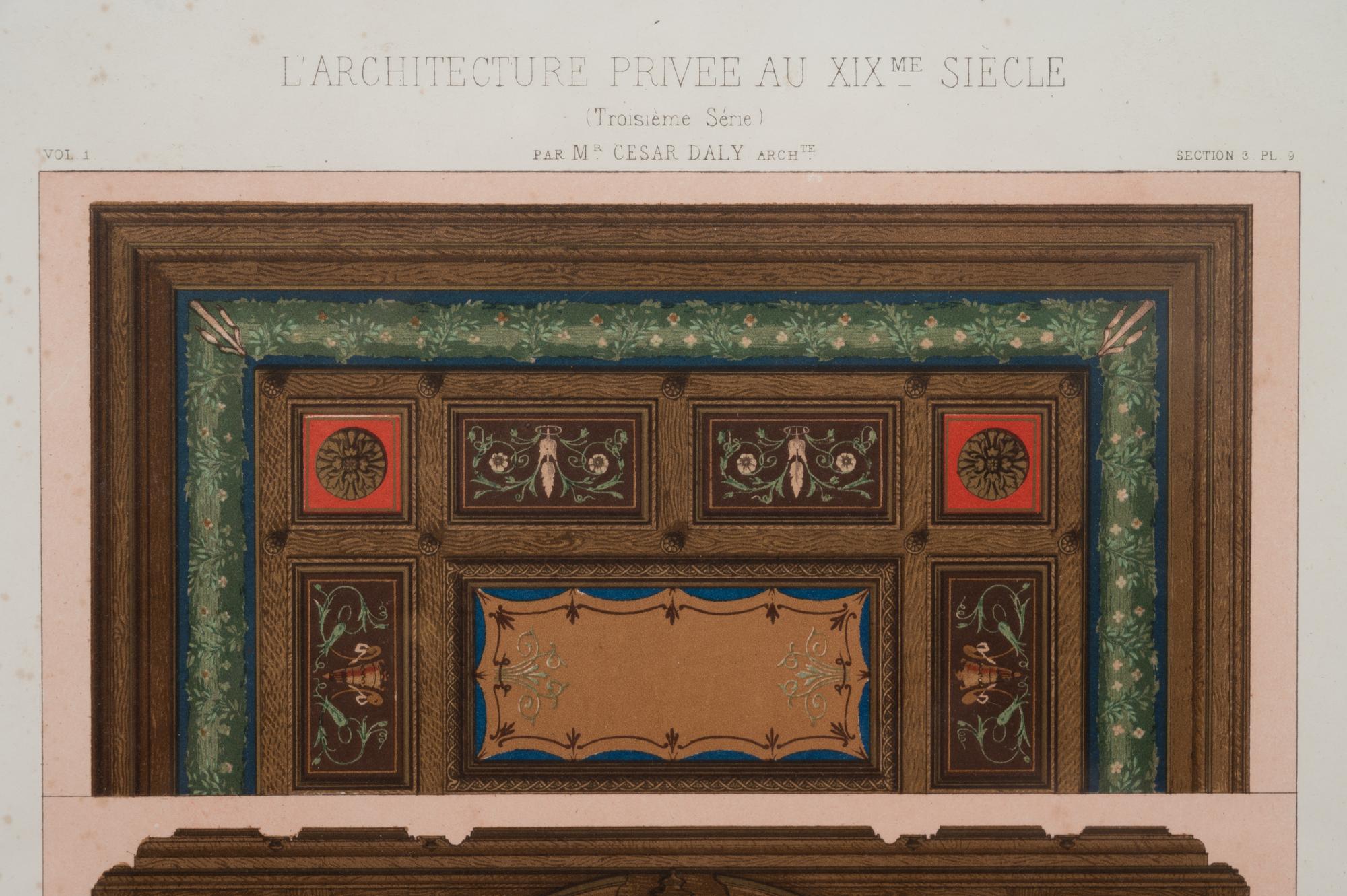 A Framed Set of French Architectural Engravings by César Daly (French, 1811-1894)