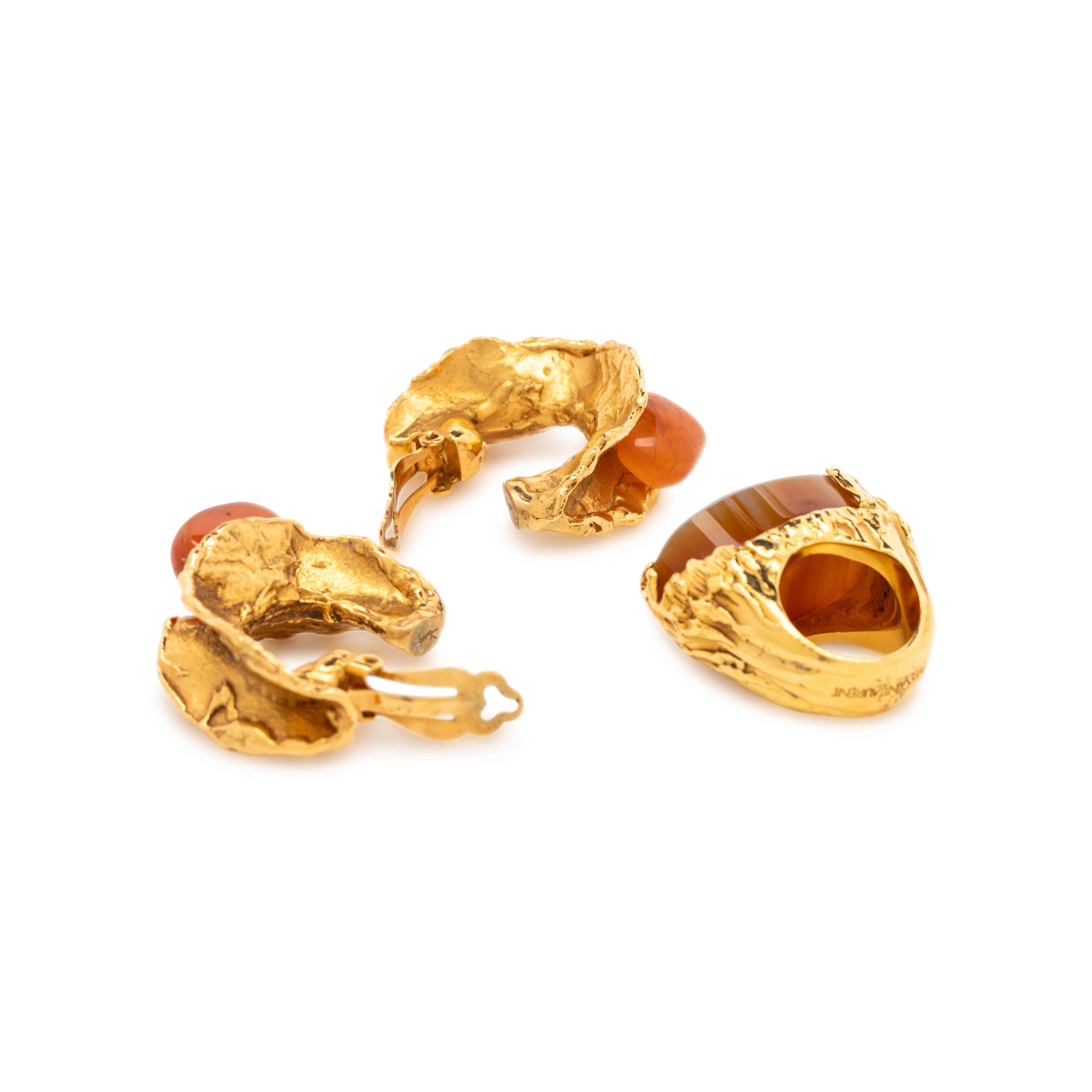 Yves Saint Laurent, Cocktail Ring & Pair of Ear Clips