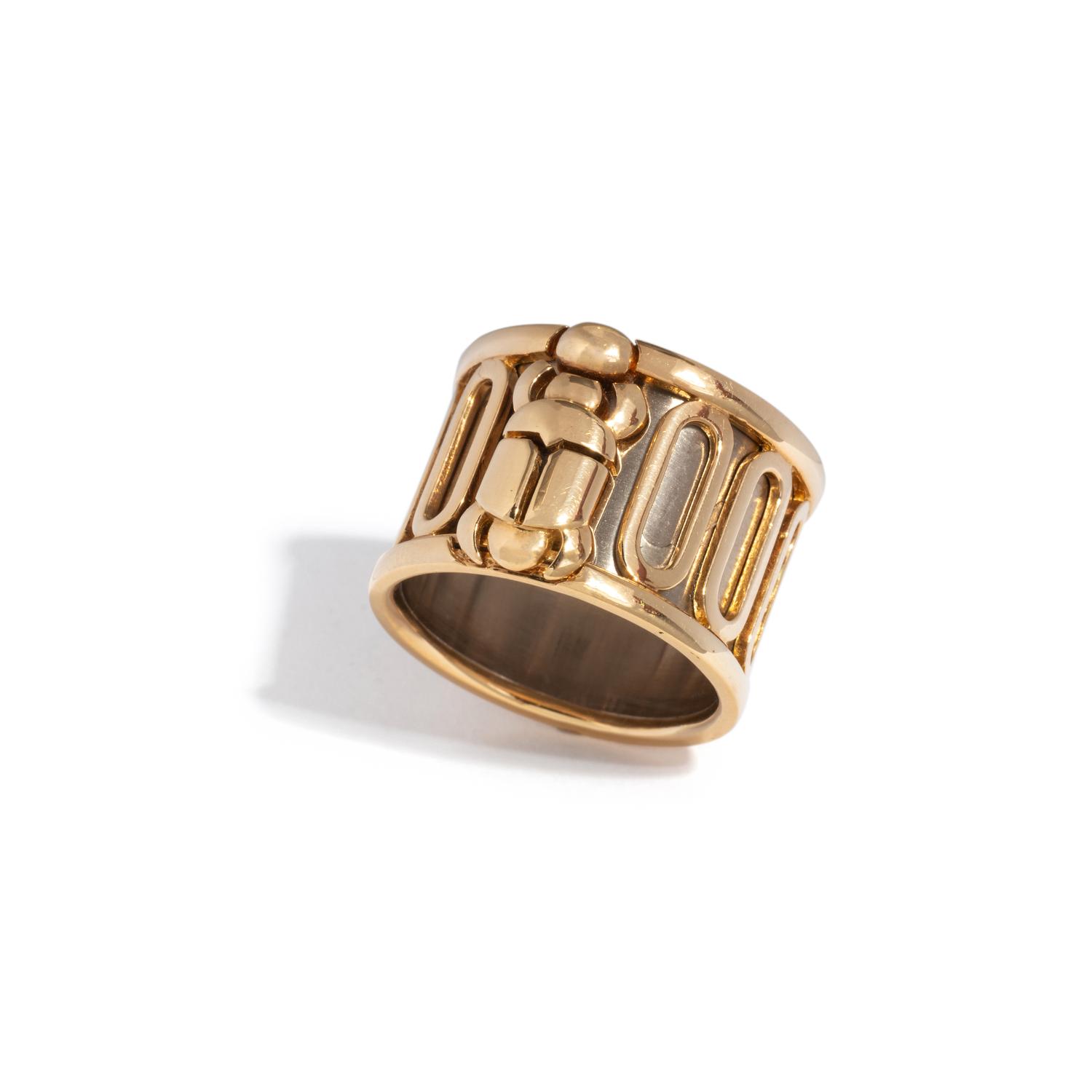CARTIER, BICOLOR GOLD SCARAB RING