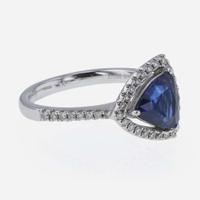 Sapphire, Diamond, and 18K White Gold Chow Tai Fook Ring