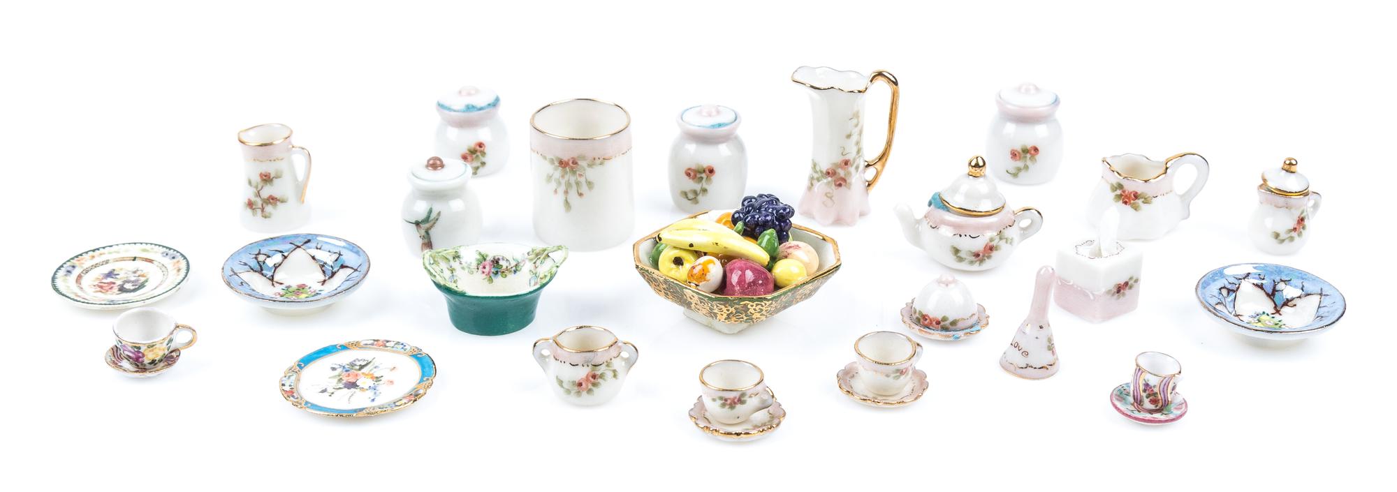 A Collection of Porcelain Table Articles Height of tallest pitcher 1 inch. — Various Makers