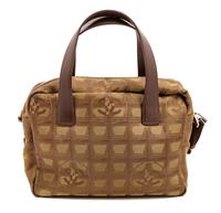 A Chanel Brown Nylon Travel Line Handbag, 8" H x 10" W x 4" D; Handle drop: 4.5".
