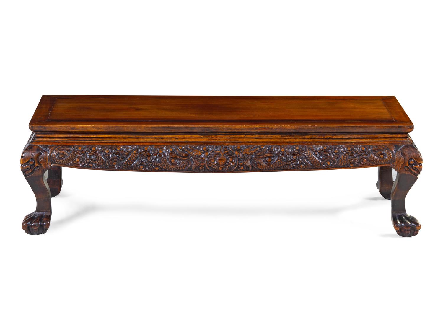 A Chinese Carved Hardwood Kang Table