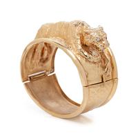 YELLOW GOLD AND DIAMOND TIGER BANGLE BRACELET