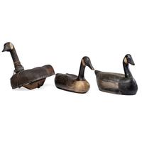 Three Painted Wood Geese Decoys