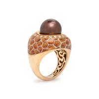 Utopia, Diamond, Enamel, and Cultured Pearl Ring
