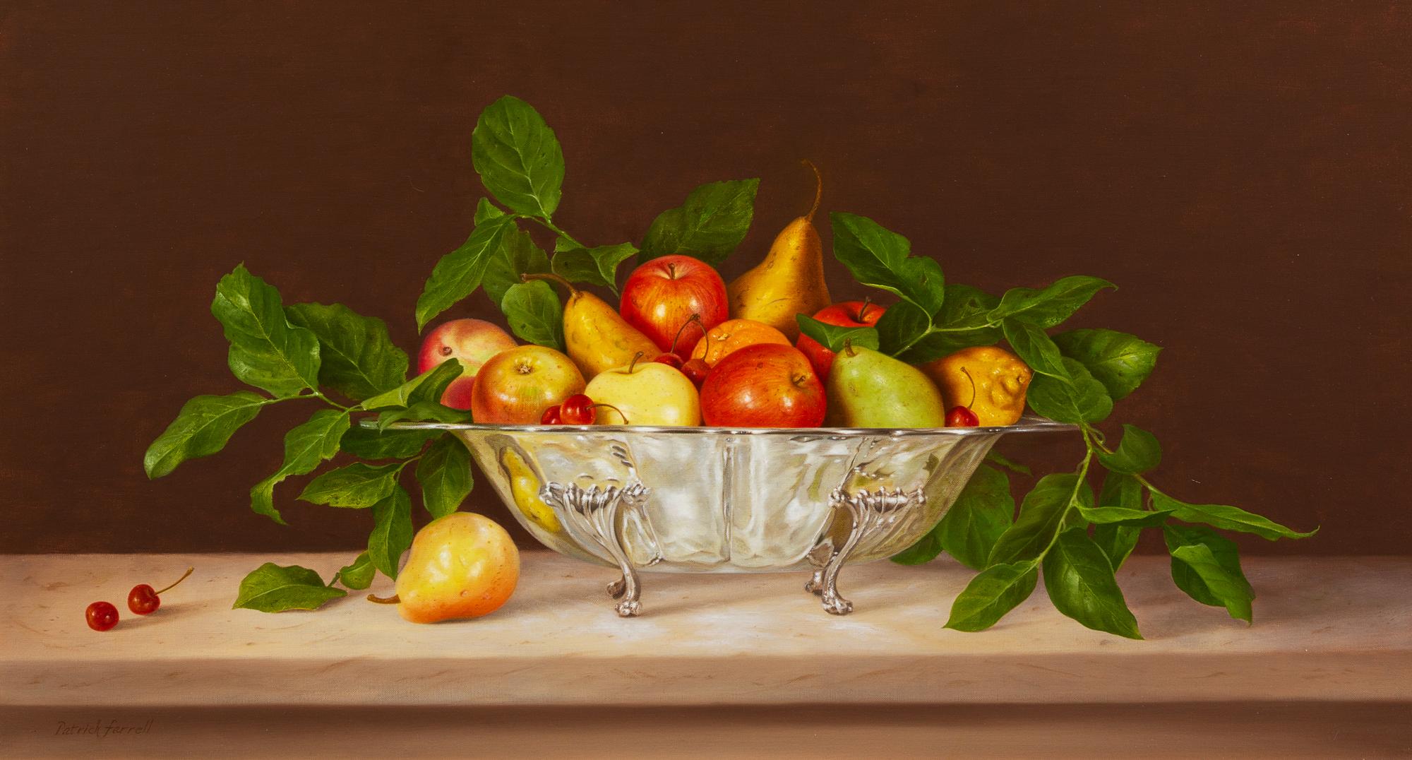 Patrick Farrell, (American, 1940-2016) , Fruit and Silver on a Ledge, 2003